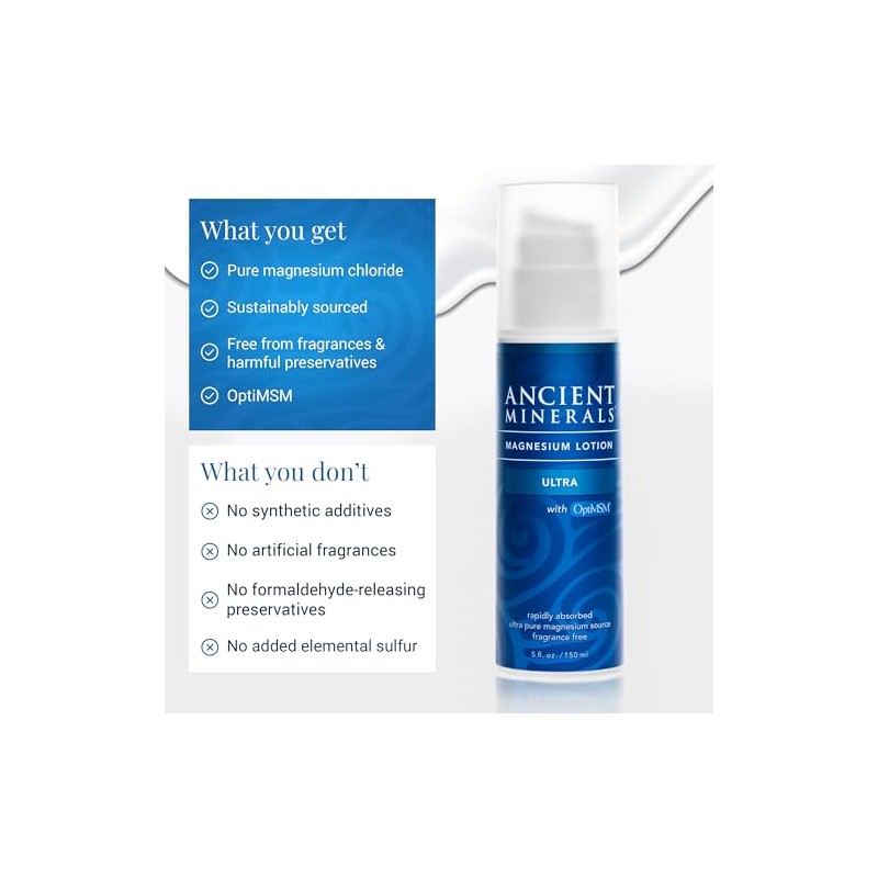 Ancient Minerals Magnesium Lotion Ultra with MSM Pure Genuine Zechstein