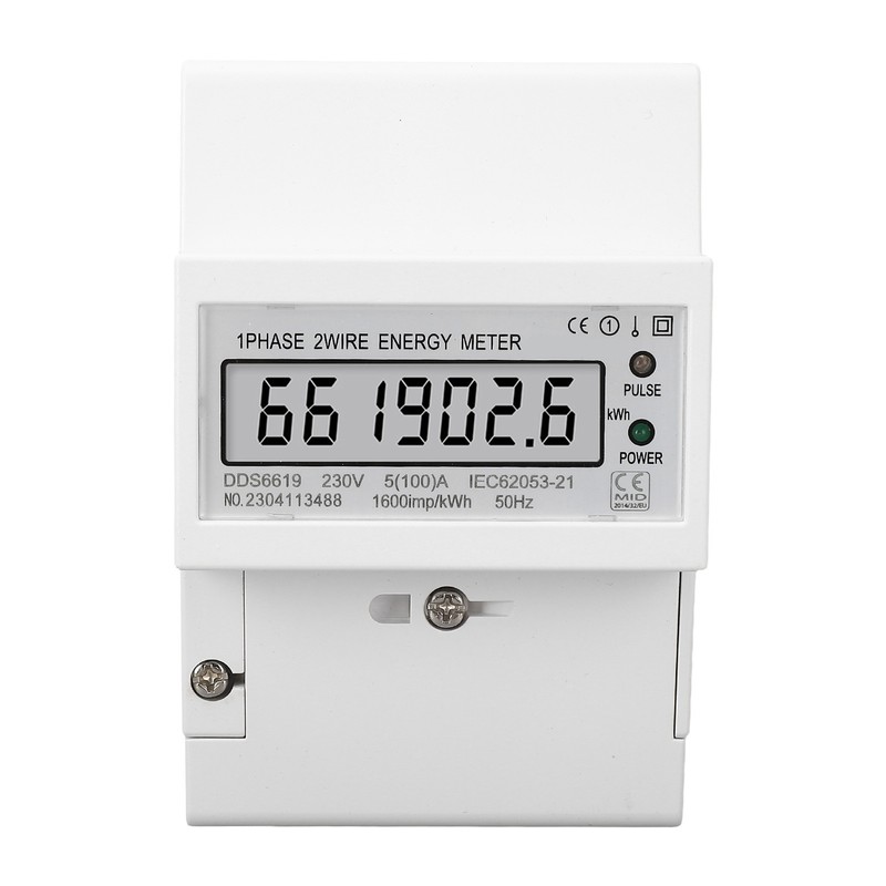 Electricity Meter 1 Phase 2 Wire LCD AC 5A 100A