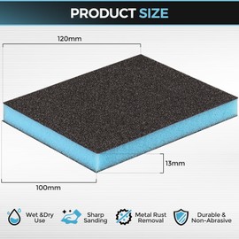 Sruhrak Pack of 18 Soft Sanding Sponge, 80/100/120/180/220/240 Grit Soft Sanding Block, Wet and Dry Sanding Sponges, Washable and Reusable Sanding Pads, Three Pieces per Particle Size