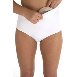 Comfizz Ostomy Level 1 Support Briefs: Women’s, High Waist, Light Support Ideal for Post Surgery (L/XL, White)