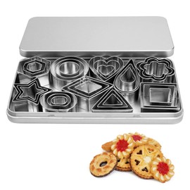 TVETE Cookie Cutter Cutter Set, Cookie Cutter, Set of 30, with Storage Case, Heart Cutter, Cookie Cutter, Flowers, Water Drops, Stars, 430 Stainless Steel, Cookie Cutter Set, Vegetable Cutter, Ceramic