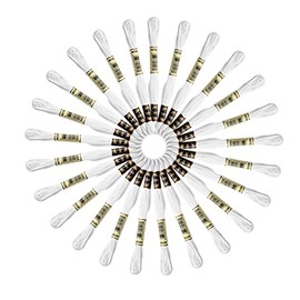 Acrice 25 Skeins White Embroidery Floss Black Embroidery Threads Cotton Cross Stitch Threads for Friendship Bracelet String and DIY Embroidery Project (25 Skeins White)