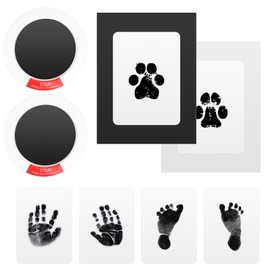8 Piece Baby Handprint and Footprint Set, Paw Print Set Dog and Cat with Photo Frame, Baby Skin Does Not Come into Contact with Paint for Baby Shower Family Gift