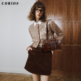 CORIOS Women's Elegant Handbag PU Leather Shoulder Bag Waterproof Handbag Fashion Clutch Bag Small Tote Bag Travel Work Shopping Handbag, coffee, L