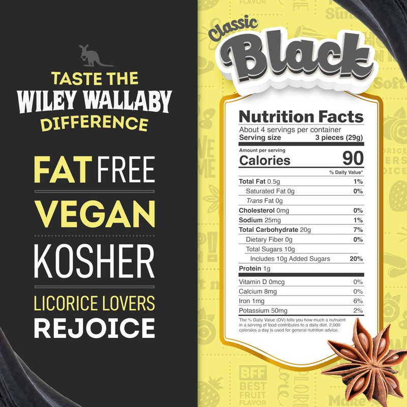 Wiley Wallaby Licorice 4 Ounce Classic Gourmet Soft & Chewy