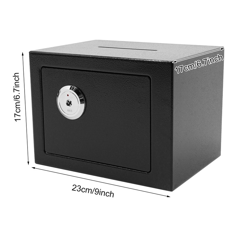 Cash Drop Box, 4.6L Mini Steel Wall Mount/Free Standing Locking