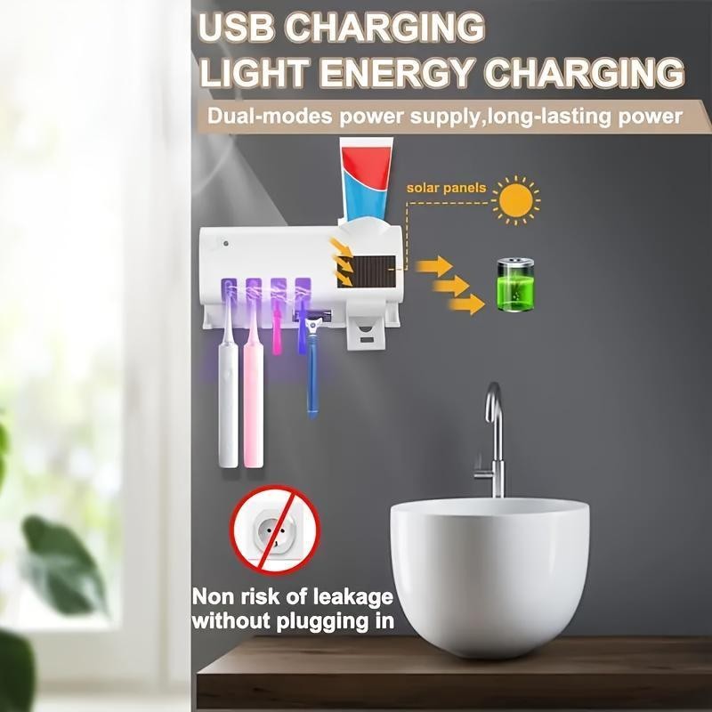 Smart UV Toothbrush Sterilizer & Holder with Auto Shutoff -