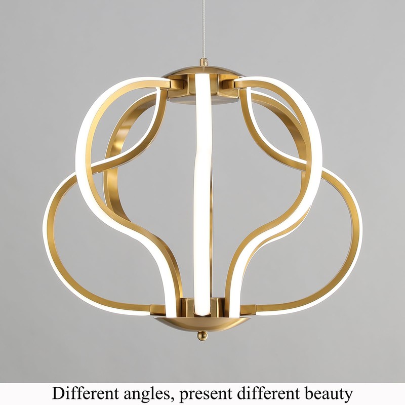 Munbea Modern Gold LED Chandelier with Remote Control, Dimmable LED