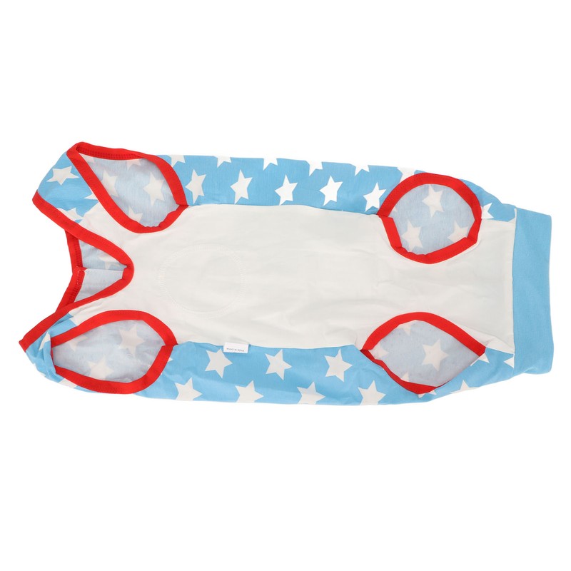Dog Recovery Suit Blue Stars Pattern Prevents Licking Cotton Pet