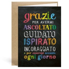 BETESSIN Geschenke für Lehrerin - Grazie per avermi Ascoltato - Abschieds Karte mit Umschlag - Glückwunschkarte aus Italienisch