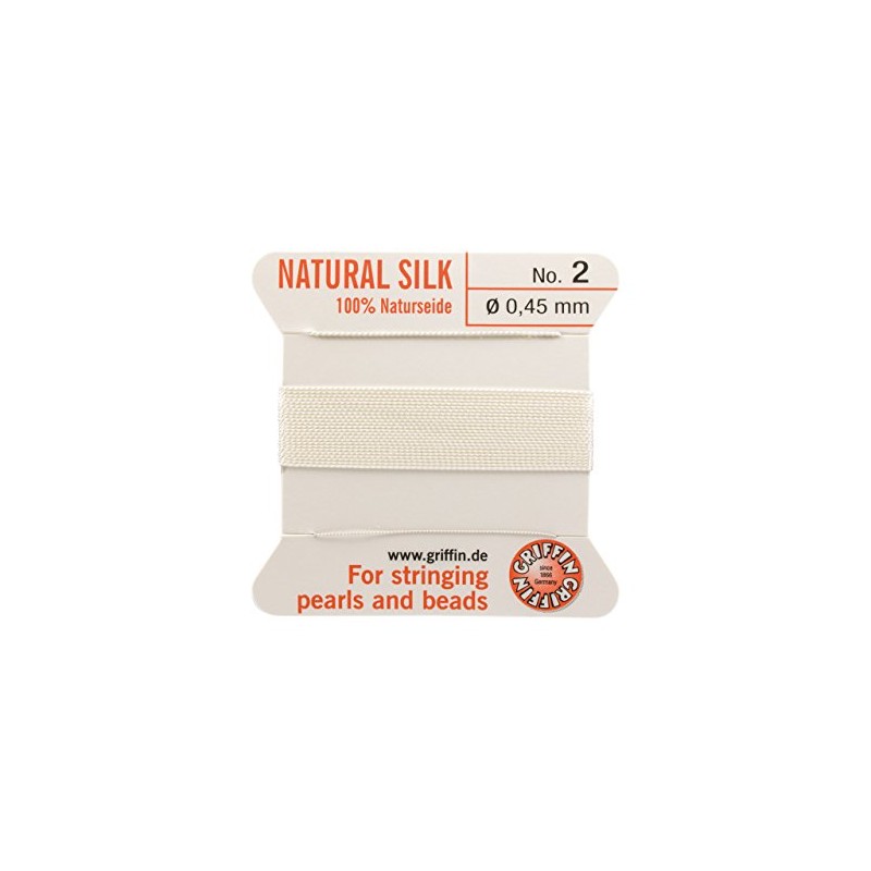 Griffin 100% Natural Silk Beading Cord String Thread - White