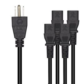 Strhowill Computer Power Splitter Cord,Monitor Power Cord,NEMA 5-15P to IEC320 4X C13 Y-Power Cable, C13 Splitter,Power Supply for 4 Devices at a time - UL Listed(6.5FT/2M, 5-15P to 4X C13)