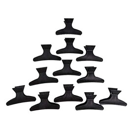 PONIK'S PROFESSIONAL Hair Clips Pack of 12 - Butterfly Hair Clips Large Plastic Black - Hair Clips Women & Hairdressing Accessories - Non-Slip & Hair Friendly - Ideal for Styling