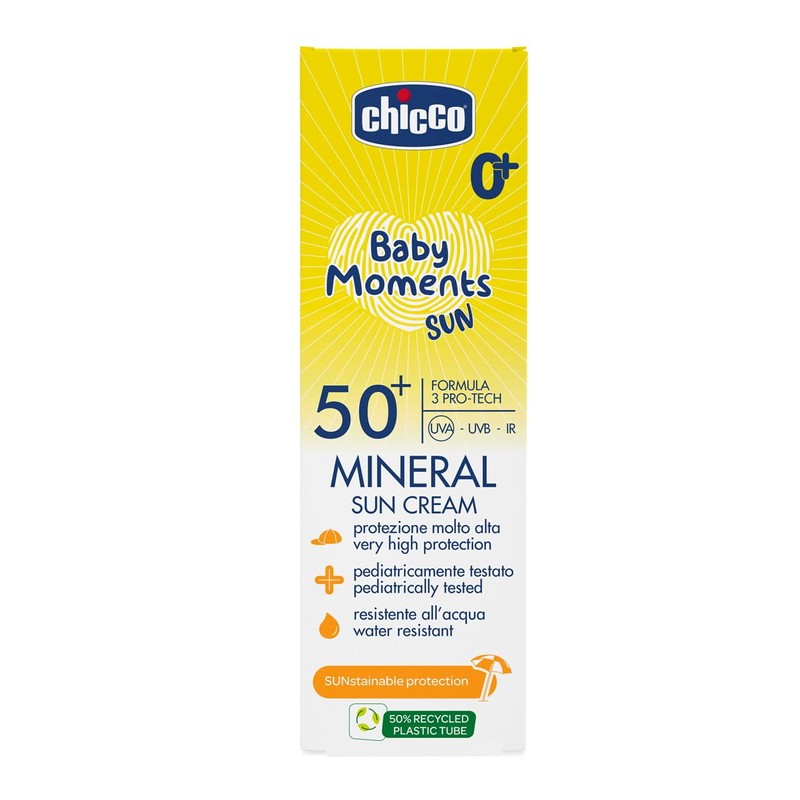Chicco Mineral Sun Cream SPF 50+ Kids Waterproof Excellent Protection