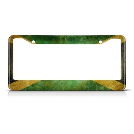 Beabes Jamaica License Plate Frame Auto Tag Frames Old Vintage Jamaican Flag License Plates Holder 2 Holes Grunge Decorative Car Truck Motorcycle License Plates Tag for Men Women
