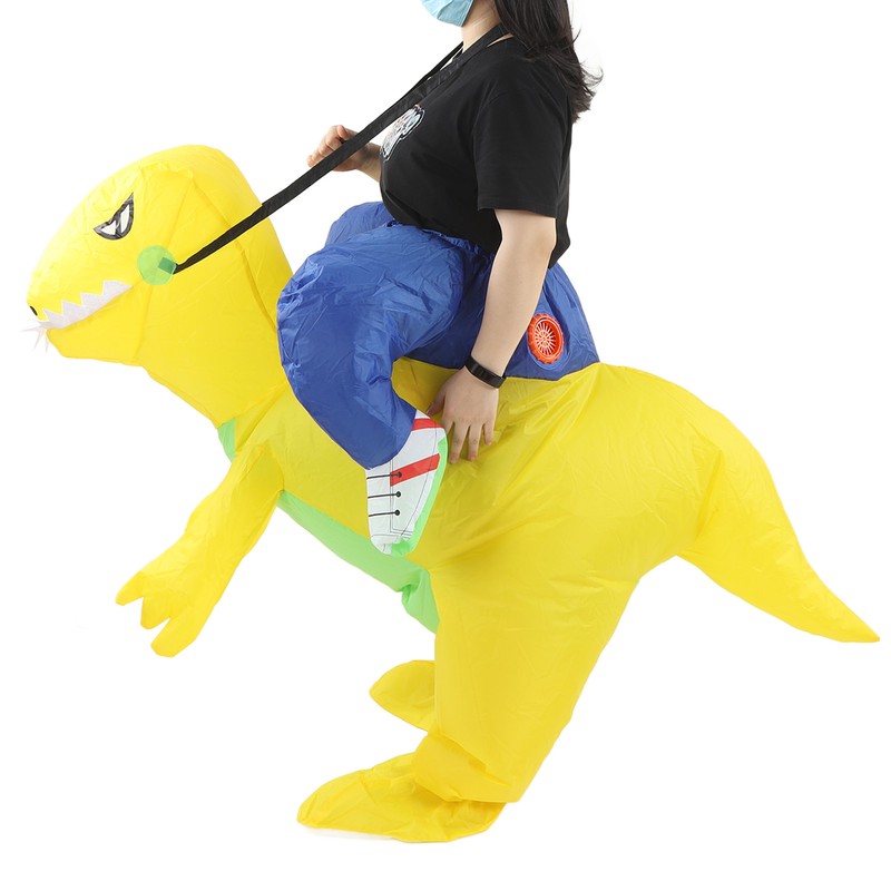 Yellow Dinosaur Inflatable Costume Half Body Model Weird Dinosaur Shape