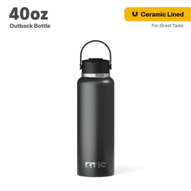 RTIC 40 oz Ceramic Lined Insulated Outback Bottle, Leak Resistant, Black