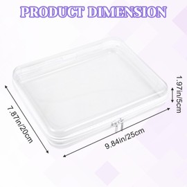 2 Pack Clear Hard Shell Zipper Case, 8×9" Plastic Clear Storage Zipper Case, Transparent Waterproof Hard Pouches for Makeup Cosmetic Snacks Building Blocks Puzzles Doll Storage Cases, White,M