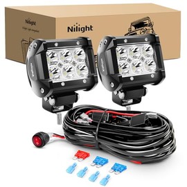 Nilight Juego de 2 Barras de Luz LED 18 W 4 in con Arnés de Cableado 16 AWG, ZH009                                                                    