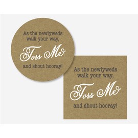 Toss Me at the Newlyweds Confetti Bird Seed Kraft Wedding Favor Stickers (#287-2-KR)