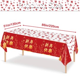 2Pcs Chinese New Year Table Cloth 2025,130*220cm Plastic Tablecloth Table Cover Spring Festival Party Table Decorations,Year of Dragon Tablecloth for Spring Festival Chinese Lunar New Year Decorations