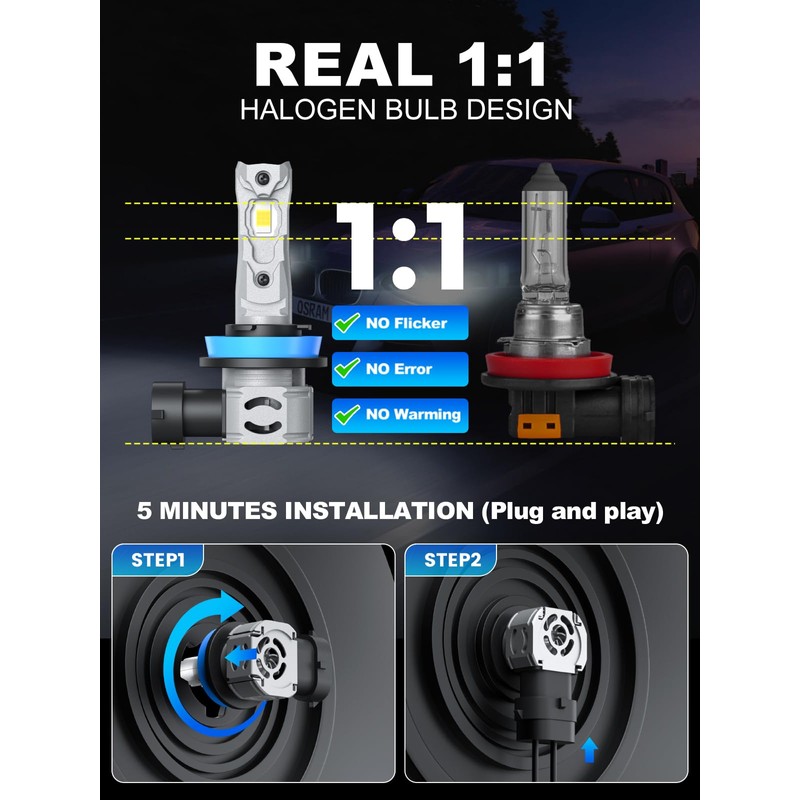 rimthin 9005+H11 Bulbs Combo, H 11 9005 Fog Lights Bulb,