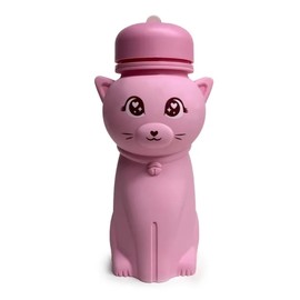 Generic Cat Water Bottle,Collapsible Water Bottle for Kids,Cute Water Bottles -Kawaii Cat Appearance - Portable Leak Proof with Roll Up Foldable Silicone Features for Sports，BPA Free (Pink)
