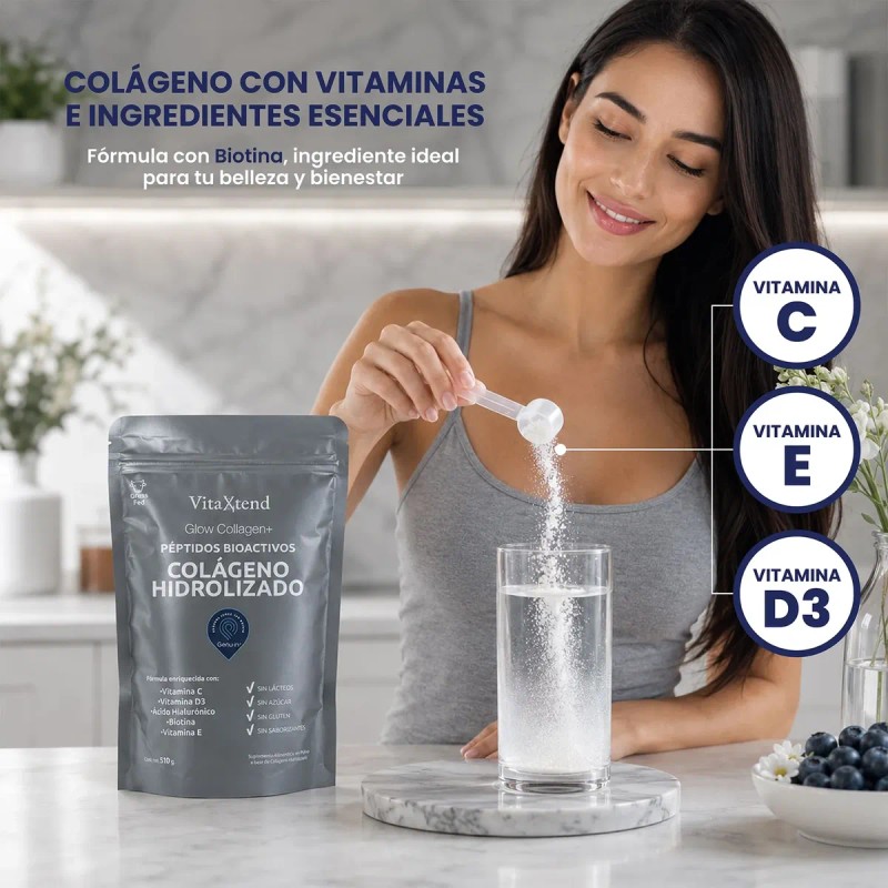Colágeno Hidrolizado 50 Días Vit C D3 E Biotina Ah