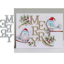 Merry Frame Metal Die Cuts Dies Stencil, Merry Frame Cutting Dies Cut Stencils DIY Scrapbooking Cards Photo Album Craft Decorative Embossing Paper Dies for Album Card Scrapbooking Making