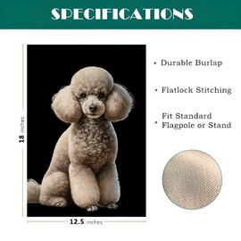 Poodle Garden Flag Black Background Flag Cute Poodle Dog Garden Flags Burlap Double Sided Yard Lawn Reusable Outdoor Decor 12.5×18 Inch