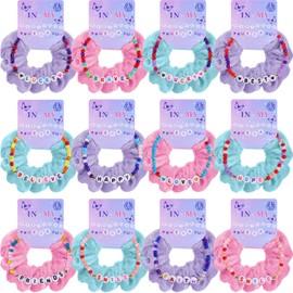 Hoteam 12 Sets in My Birthday Era Party Supplies Popular Singer Favors Friendship Bead Bracelets Velvet Hair Scrunchies for Girls Fans Party Supplies Birthday Decorations