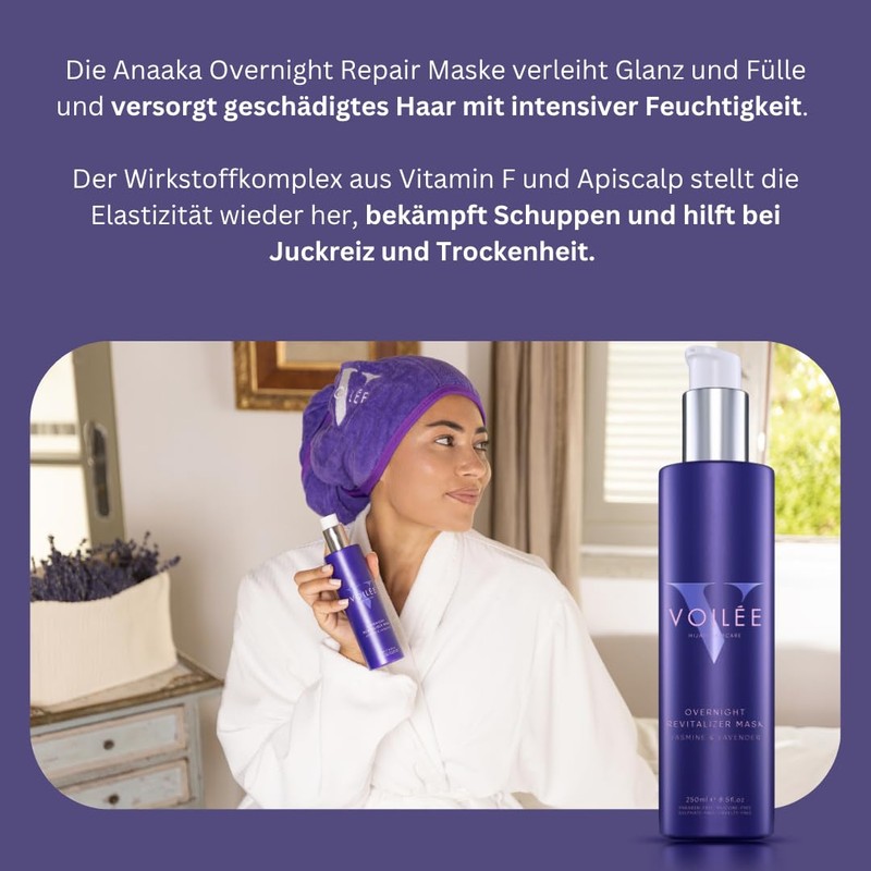 VOILÉE Overnight Revitalizer Maske, 2-in-1 Pflegespray und Haarparfum, Jasmin &