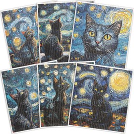 Swedish Dishcloths for Kitchen – 6 Pack cat Cellulose Reusable Cleaning Paper Towels – Soft, Quick-Drying, Washable Dish Rags for Kitchen, Counters & More (Cat)