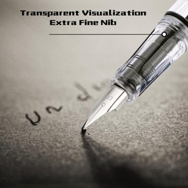 Bewudy 4 Pcs Refillable Fountain Pen Transparent Caligraphy Pens for Writing Upgrated Fine Nib Piston Filling Fountain Pen