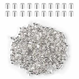 500 Pieces Tube Crimp Beads for Jewelry Making 2MM Crimping Beads for DIY Necklace Earring Bracelet Crimp Stopper Silver Tube Crimp End Brass Crimp Tube Spacer Tiny Loose Crimp Tube Bead (Silver)