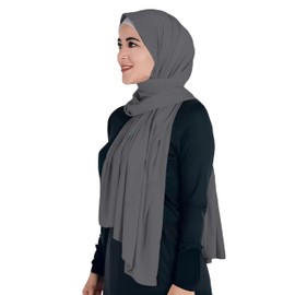 Lina & Lily Non-see-through Premium Jersey Modal Hijab Head Scarf Shawl Wrap for Muslim Women (Dark Grey)