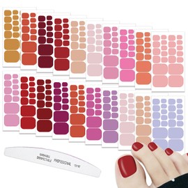 WOKOTO 20 Láminas De Esmalte De Uñas Para Pies En Rojo, Rosa Y Morado: Pegatinas Autoadhesivas De Gel Y Láminas De Colores Sólidos Para Uñas De Los Pi