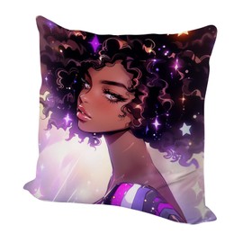 SARA NELL Velvet Throw African Women Pillow Cases,African American Women,Pillow Covers Decorative Black Art Pillowcase Cushion Covers Zipper 18 x 18 in