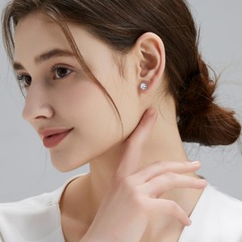 KRKC&CO Women's Moissanite Earrings 925 Silver 0.6/1/1.2/1.6/2/3ct Moissanite Diamond, VVS1 D Colour, 14K Yellow Gold/White Gold, Gift Women, 4-7.5 mm, Silver, Moissanite