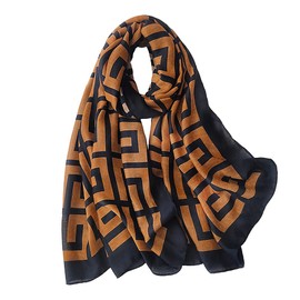 FINIZO Women's Scarves Lady Light Soft Fashion Solid Scarf Wrap Shawl for All Season (Plaid Black Brown)