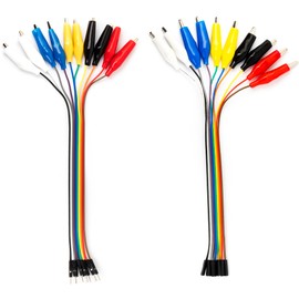 risingsaplings Breadboard Alligator Clip to Dupont Wire 10 Pins Male and Female Header Test Leads for Multimeters, Power Supply, LED Strips, Arduino Lilypad and Raspberry Pi
