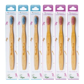 PAQUETE DE 6 CEPILLOS DE DIENTES KIDS HECHOS DE BAMBÚ