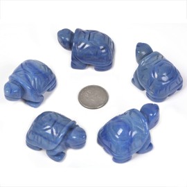 Justinstones Blue Aventurine Healing Crystal Guardian Turtle Tortoise Pocket Stone Figurines Carved Gemstone Crafts Home Decor 2 inch