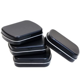 Mini Skater Metal Hinged Tin Box Rectangular Empty Small Hinged Tins Containers Storage Case for Pills Candies and Bead Earring Necklace Bracelet Jewelry Craft, Matte Black (4)