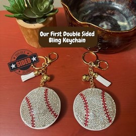 Popfizzy Bling Baseball Keychain for Women and Girls, Rhinestone Purse Charm,...