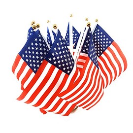Mini Handheld Flags with Waving Sticks [USA, Pack of 10]