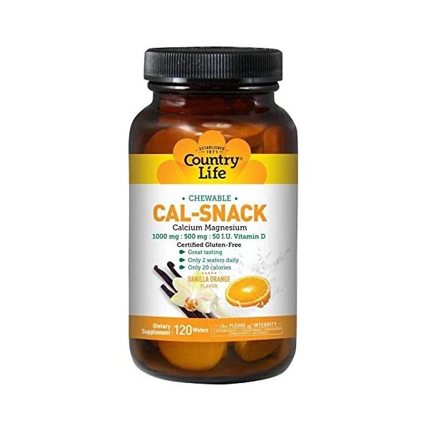 Country Life Cal-Snack Chewable Calcium with Magnesium (Milk-Free), 120-Wafer
