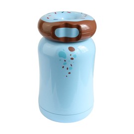 Emartbuy 260 ml Leakproof Doughnut Stainless Steel Vacuum Insulated Hot & Cold Flask Water Bottle Kids Cute Cool - Blue