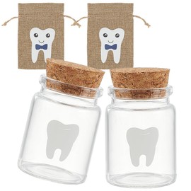 arricraft 2 Pcs Tooth Fairy Bag Sets with 2 Small Glass Bottles, Baby Tooth Holder Teeth Keepsake Boxs for Lost Teeth for Boys