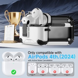 for AirPods 4th Generation Case（2024）, Automatic Pop-up Case Full-Body Shockproof Hard Protective Cover for AirPods 4 Case,Cover with Secure Lock Clip,Compatible with MagSafeAirpods 4 Case